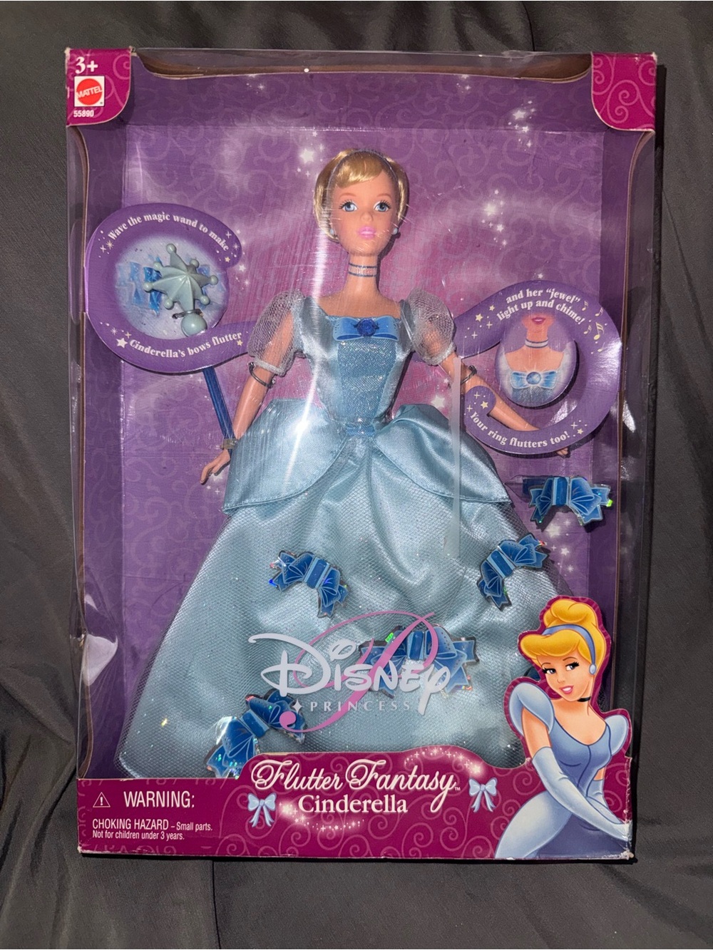 Disney Cinderella Doll in Light Blue Ball Gown with Blue Bows (1999)